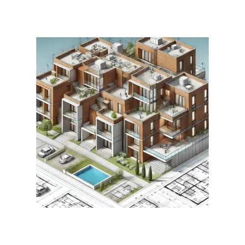 Жилой дом секционного типа со стенами из кирпича