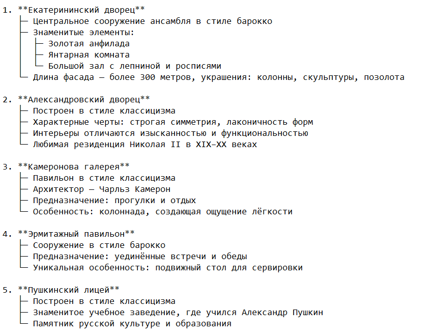 Главные архитектурные объекты Царского Села