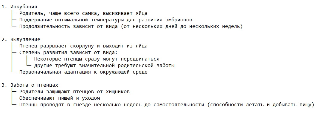 Этапы развития птенцов