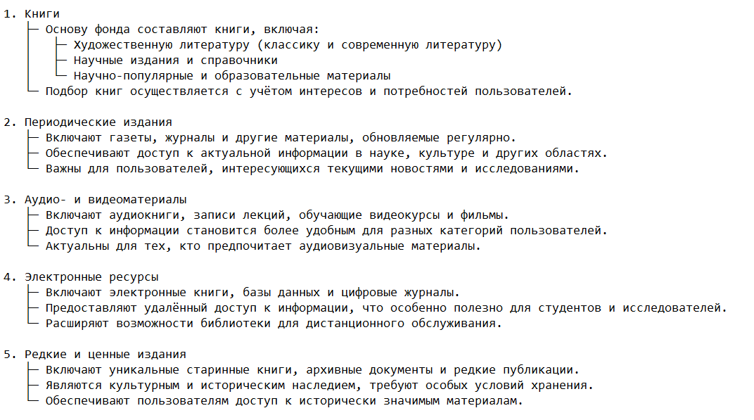 Состав библиотечного фонда