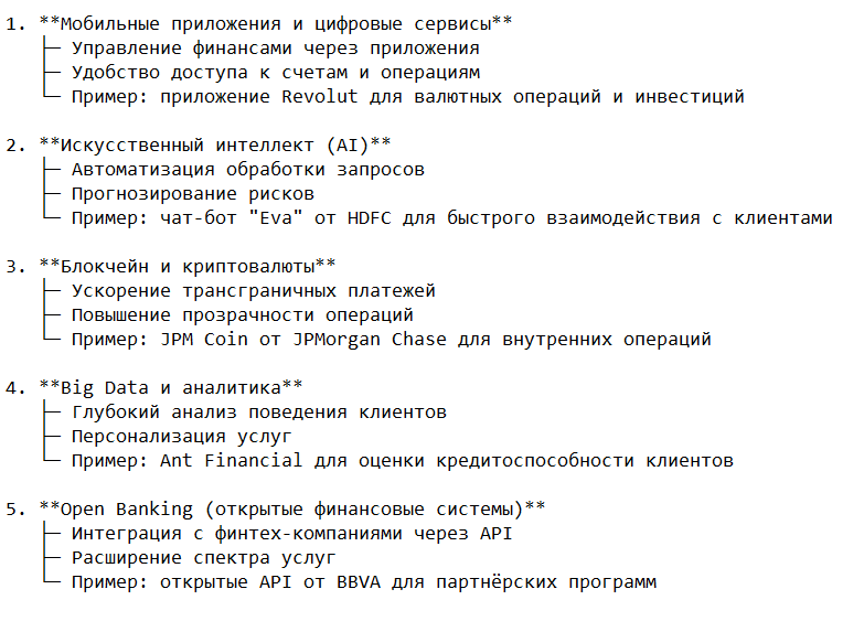 Основные направления цифрового банкинга