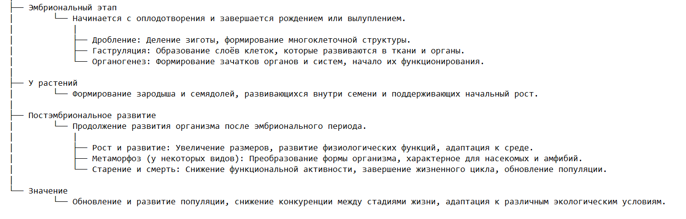 Индивидуальное развитие (онтогенез)
