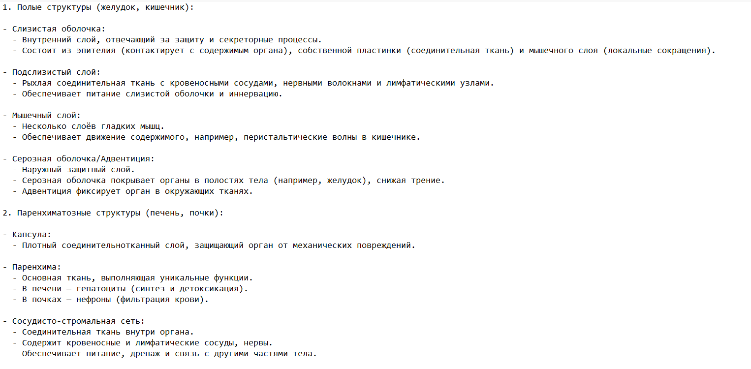 Слои органа