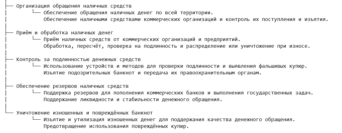Основные функции кассовой работы