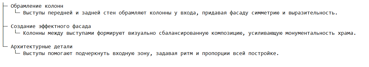 Примеры использования выступов в древнегреческих храмах