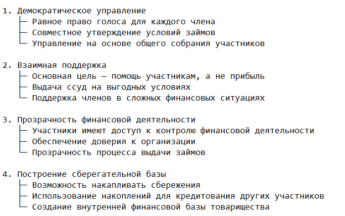 Основные особенности кредитных товариществ