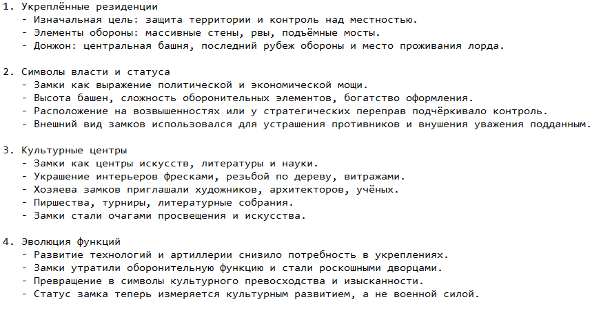 Роль замков в истории