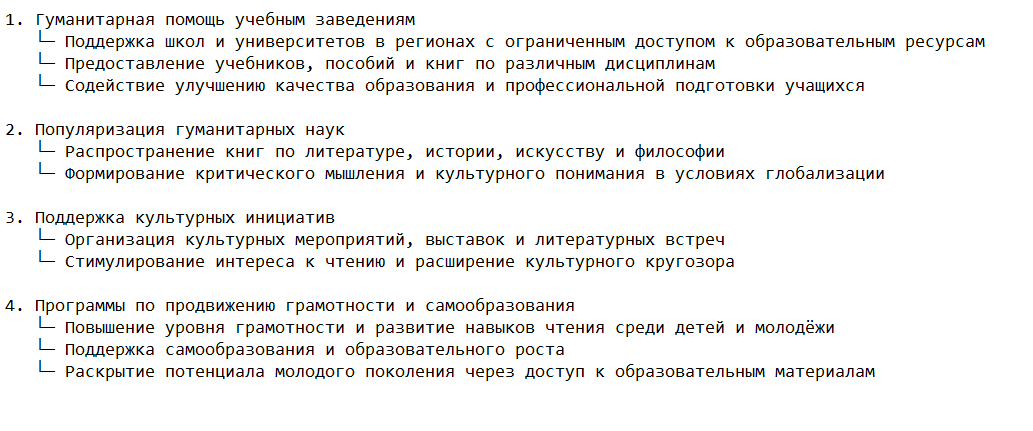 Примеры направлений работы фонда