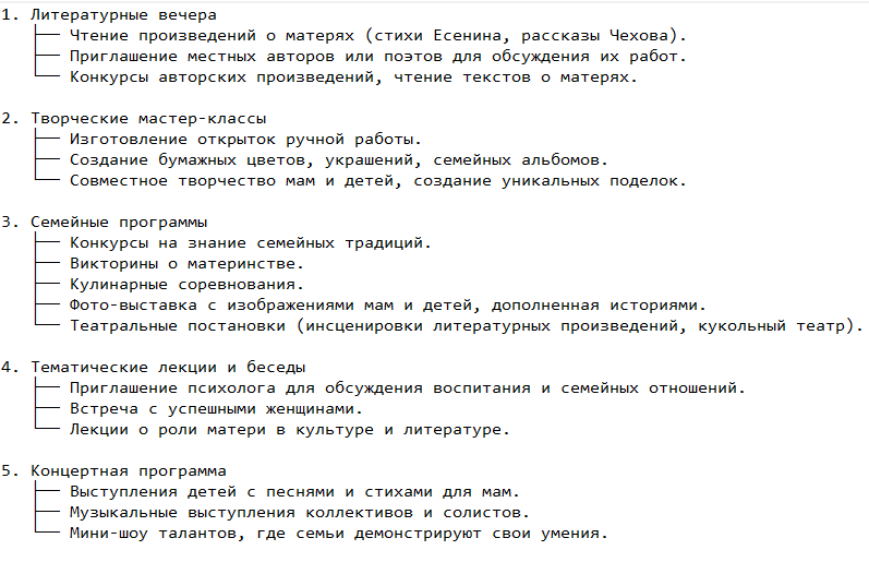 Идеи мероприятий ко Дню матери