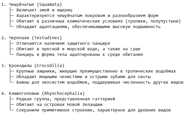 Классификация и основные группы пресмыкающихся